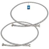 KOTARBAU® 2 Stuks - Flexibele Aansluitslang 1/2“ x 3/8“ - Flexibele Kraanslang 150 cm