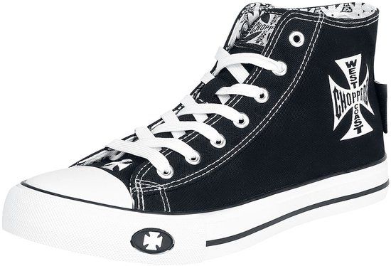West Coast Choppers Iron Cross Hoge sneakers zwart-wit Textiel