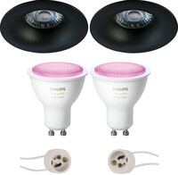 BES LED Pragmi Nora Pro - Inbouw Rond - Mat Zwart - Ø82mm - Philips Hue - LED Spot Set GU10 - White and Color Ambiance - Bluetooth