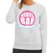Bellatio Decorations Foute kersttrui kerstbal roze op grijze sweater voor dames - kersttruien M