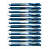 Pentel BL107-CAX EnerGel X Liquid Gel roller, 0,35 mm lijndikte, marineblauw, 12 stuks met drukmechanisme