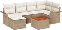 vidaXL Tuinbank Set 7-delig Beige en Crème Polyrotan