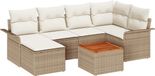 vidaXL Banc de jardin 7 pièces beige et crème polyrotin