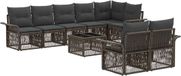vidaXL Banc de jardin - Set - 9 - pièces - Gris - poly - rotin