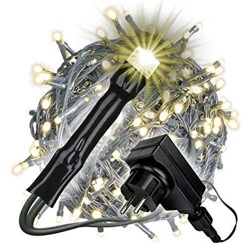 Nipach GmbH 400 LED warm wit lichtketting met transformator + timer groene kabel kerstdecoratie kerstverlichting feestdecoratie lengte 50 m lichtdecoratie Xmas