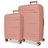 Roll Road Universe Kofferset, roze, 55/65 cm, stijf, 5,6 kg, TSA-sluiting, polypropyleen, 102 l, handbagage