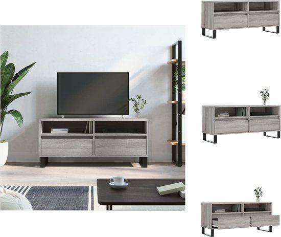 vidaXL Tv-meubel 100x34,5x44,5 cm bewerkt hout grijs sonoma eikenkleur