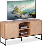 Merkloos tv meubel - retro - 60 x 120 x 38 cm - 2 deuren - lichtbruin-zwart