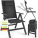 tillvex® Chaise de jardin dossier haut 1 pièce avec accoudoirs et coussin de nuque | Chaise pliante réglable 7 positions avec rembourrage | Chaise de camping pliable, résistant aux intempéries et respirant | Chaises de jardin aluminium