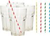 Merkloos Set van 4x longdrink glazen en 100x duurzame papieren rietjes - 360 ml