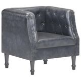 VidaXL Fauteuil echt leer grijs