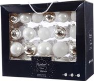 Decoris kerstballen mix - 42 Stuks - Glas - Zilver/wit