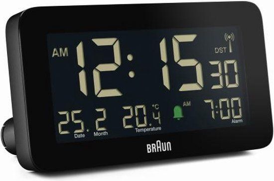 Braun BC10B-DCF - Digital Alarm Clock - Radio Controlled - Black