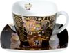 Goebel - Gustav Klimt | Tasse et soucoupe L'Accomplissement noir | Porcelaine - 250ml - avec or véritable