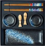 JADE TEMPLE Keramische sushi-set met dipschaal en stokjes - 1 set