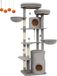Poteau griffoir - Tour d'escalade - Panneau de particules - Peluche - Sisal - 60cm x 55cm x 196cm - Gris clair