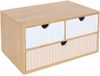Merkloos Relaxdays Bureau organizer - met 3 lades - bamboe - mdf - wit-roze