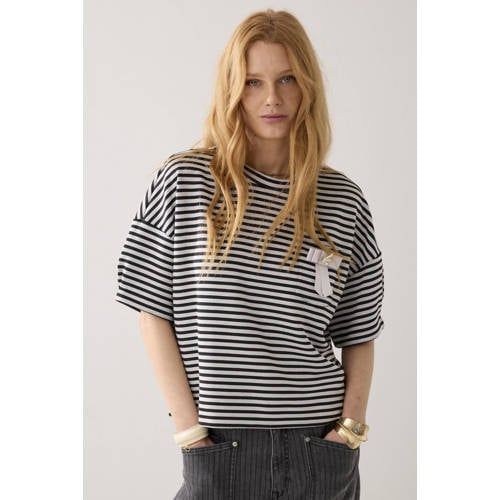 Summum Gestreepte Top Zwart