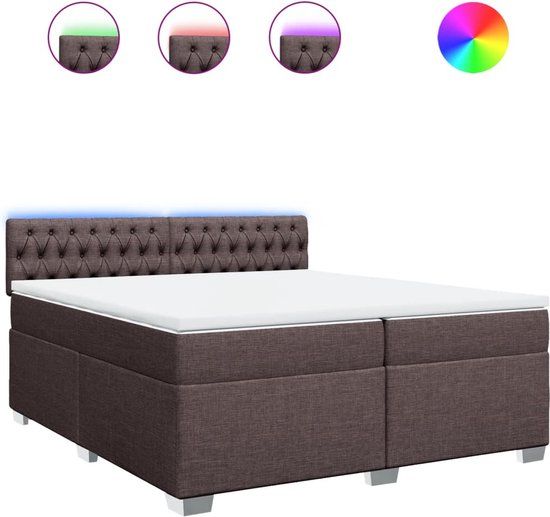 vidaXL Boxspring met matras stof donkerbruin 200x200 cm