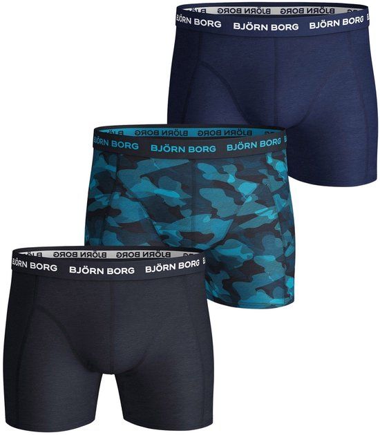 Bjorn Borg Cotton Stretch Boxers 3Pack Donkerblauw - Maat L - Heren - Boxershorts