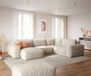 DELIFE Woonlandschap Lanzo ribcord beige 300x210 cm avec recamière et pouf variables