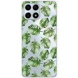Huawei Honor X8A Feuilles de monstera bedrukt siliconen hoesje