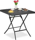 Merkloos Relaxdays Inklapbare Tuintafel - Zwart - Kunststof/Staal - 74x78x78 cm