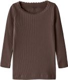 NAME IT NMFKAB LS TOP NOOS Meisjes Lange mouwen shirts French Roast Gestreept 104