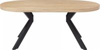 Vente-unique KOMONI 6-persoons eettafel van MDF en staal - Licht naturel en zwart