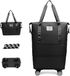 Merkloos Sac de voyage à roulettes - Sac de voyage Duffel Bag - Voyage et transport - Double couche extensible - 2 pouces - Noir