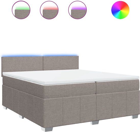 vidaXL Boxspring met matras stof taupe 200x200 cm