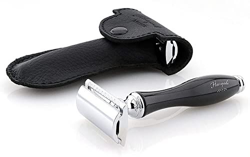 Haryali London CLASSIC Shaving Double Edge Safety Razor - Barber Razor with Leather Case
