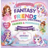 Princess Unicorn Fairy Mermaid: Cute Coloring Book For Kids