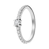 Lucardi Dames Zilveren ring met zirkonia stenen - Ring - 925 Zilver - Zilverkleurig - 18.50 / 58 mm