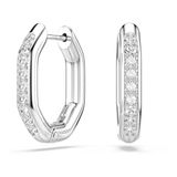 Swarovski Dextera ringoorbellen, Achthoekige vorm, Ronde slijpvorm, Wit, Rodium toplaag