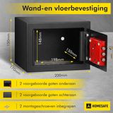 Homesafe HV15K kluis met sleutelslot, 15x20x17cm (HxWxD), Carbon Satin Black