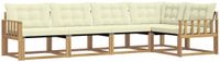 vidaXL Hoek loungeset 5 zitplaatsen Wit en crème Acacia hout