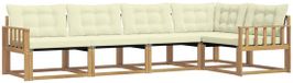 vidaXL Hoek loungeset 5 zitplaatsen Wit en crème Acacia hout