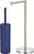 Spirella Badkamer accessoires set - WC-borstel/toiletrollen houder - metaal - donkerblauw/zilver