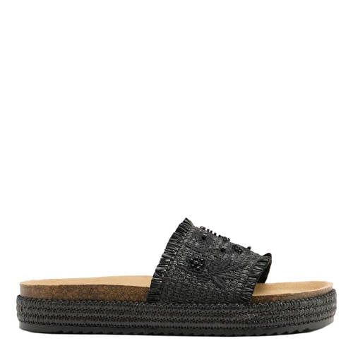Graceland rieten slippers - zwart