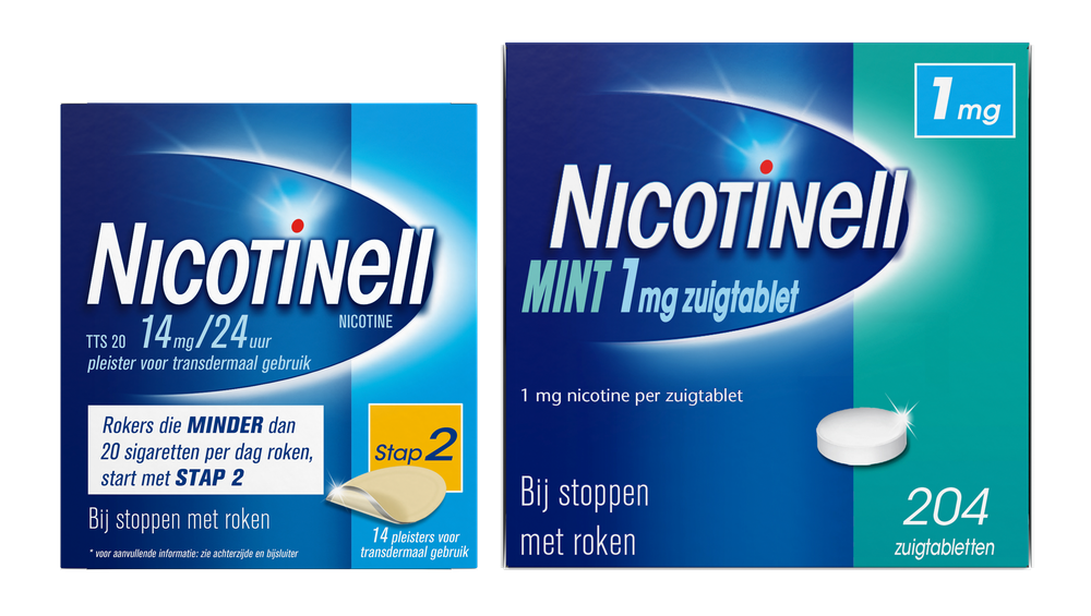 Nicotinell Combineer Pleister 14 mg (14st) en Zuigtablet Mint 1 mg (204st)