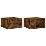vidaXL Nachtkastjes 2 stuks wandgemonteerd 35x35x20 cm gerookt eikenkleur