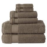 BERIBO Serenity 6-delige Turkse handdoekenset, 2x bad, 2 handen, 2 gezichtshanddoeken, 600 g/m², 100% katoen (koffiebruin)