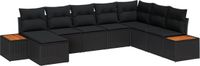 vidaXL Banc de jardin noir polyrotin 9 pièces