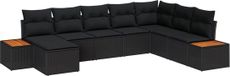 vidaXL Banc de jardin noir polyrotin 9 pièces