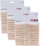 Get-It Wasknijpers naturel en bois - 72 pièces - 7,5 cm