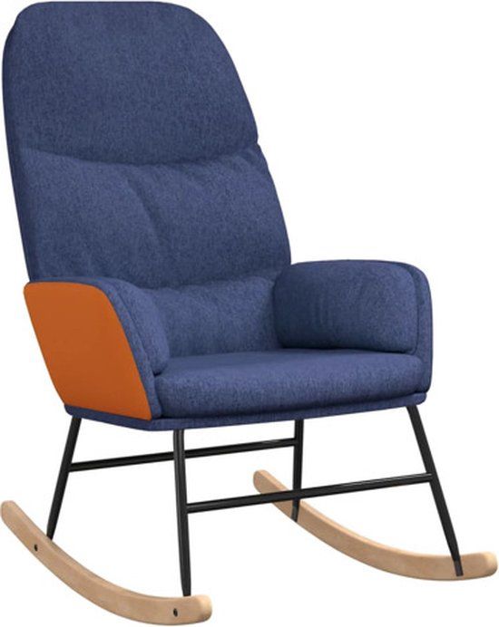 vidaXL Schommelstoel stof blauw