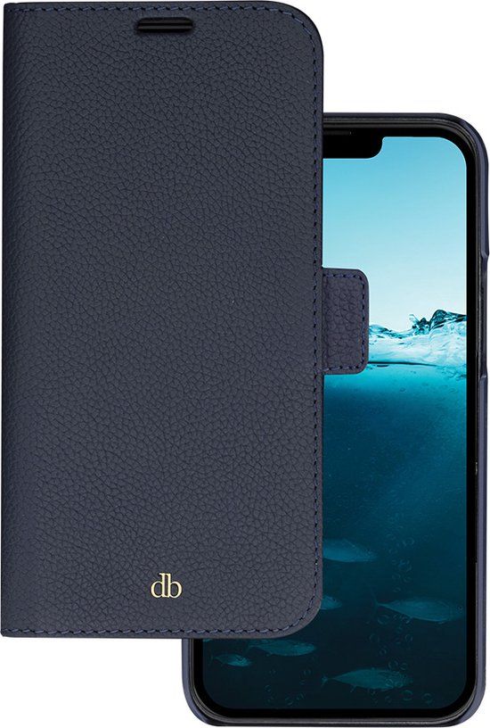 dbramante1928 iPhone 14 Pro Max Bookcase hoesje - Effen Donkerblauw - Leer