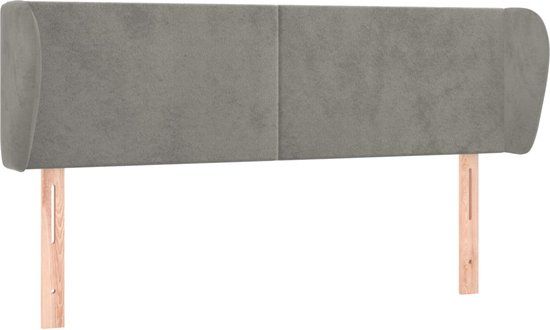 vidaXL Hoofdbord met randen fluweel lichtgrijs 147x23x78/88 cm