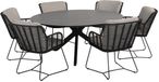 4 Seasons Outdoor Locarno Fabrice dining tuinset 160 cm rond 7 delig HPL Antraciet